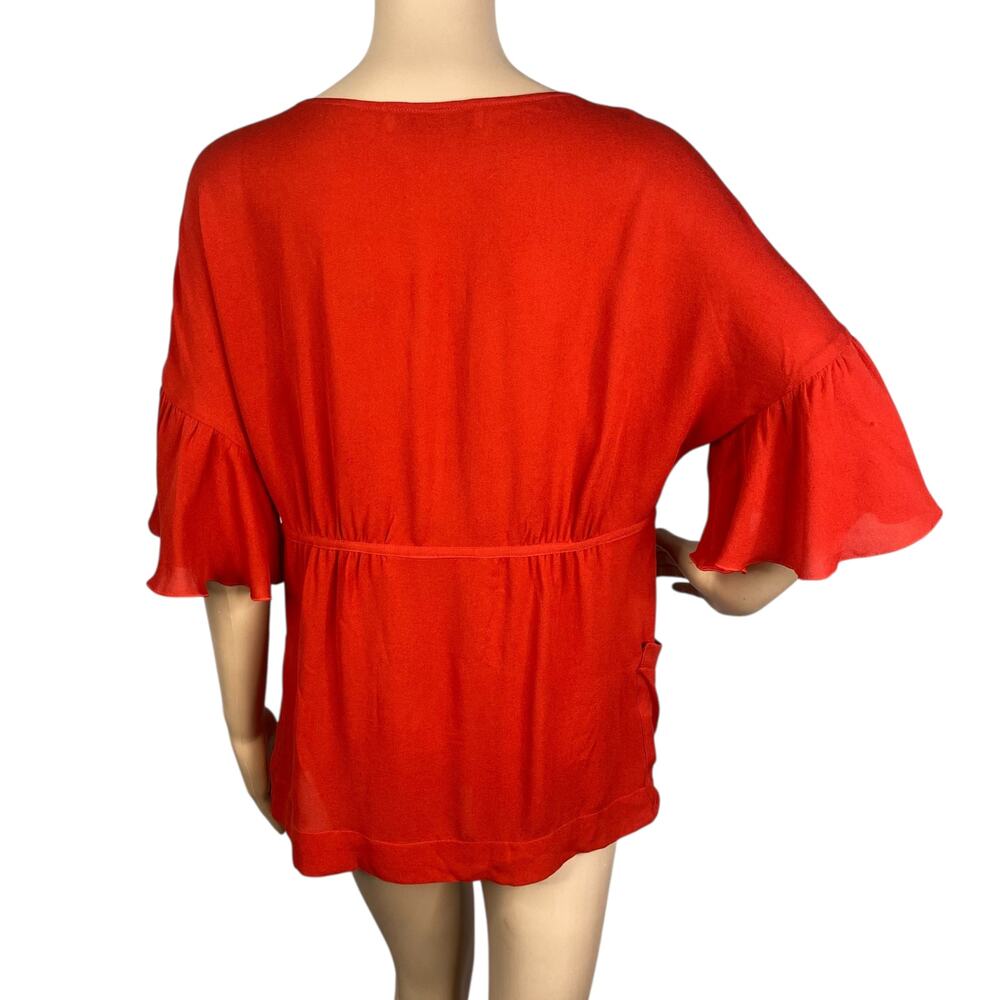 Stella McCartney Archival 2007 Burnt Orange Silk Chiffon Bell Sleeve Tunic Top S - Picture 7 of 11